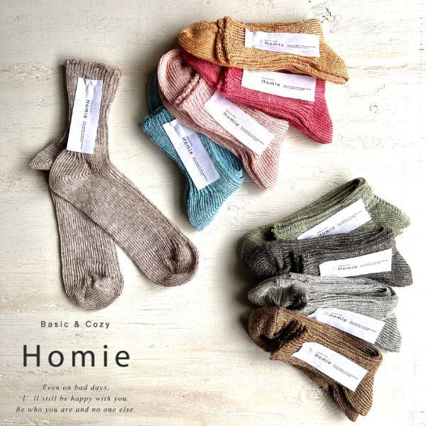 さらり涼しく快適に 日本製リネンショートソックス/Homie H035