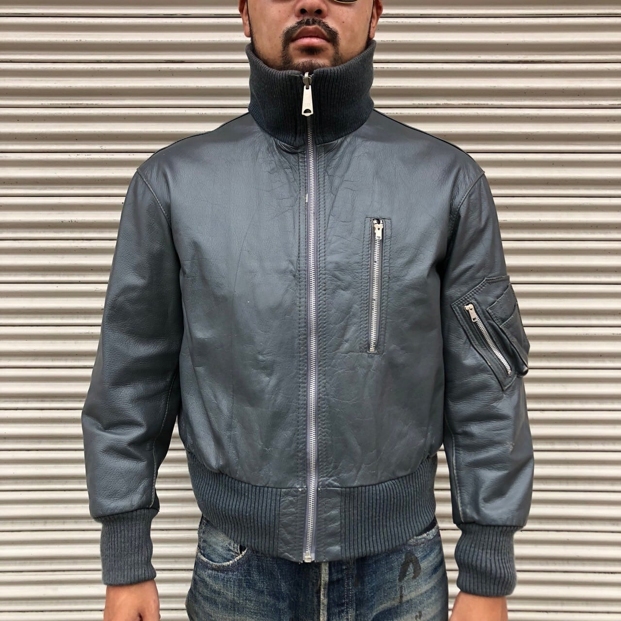 G-1風 ラムレザー ジャケット フライトジャケット 40 ヴィンテージ 