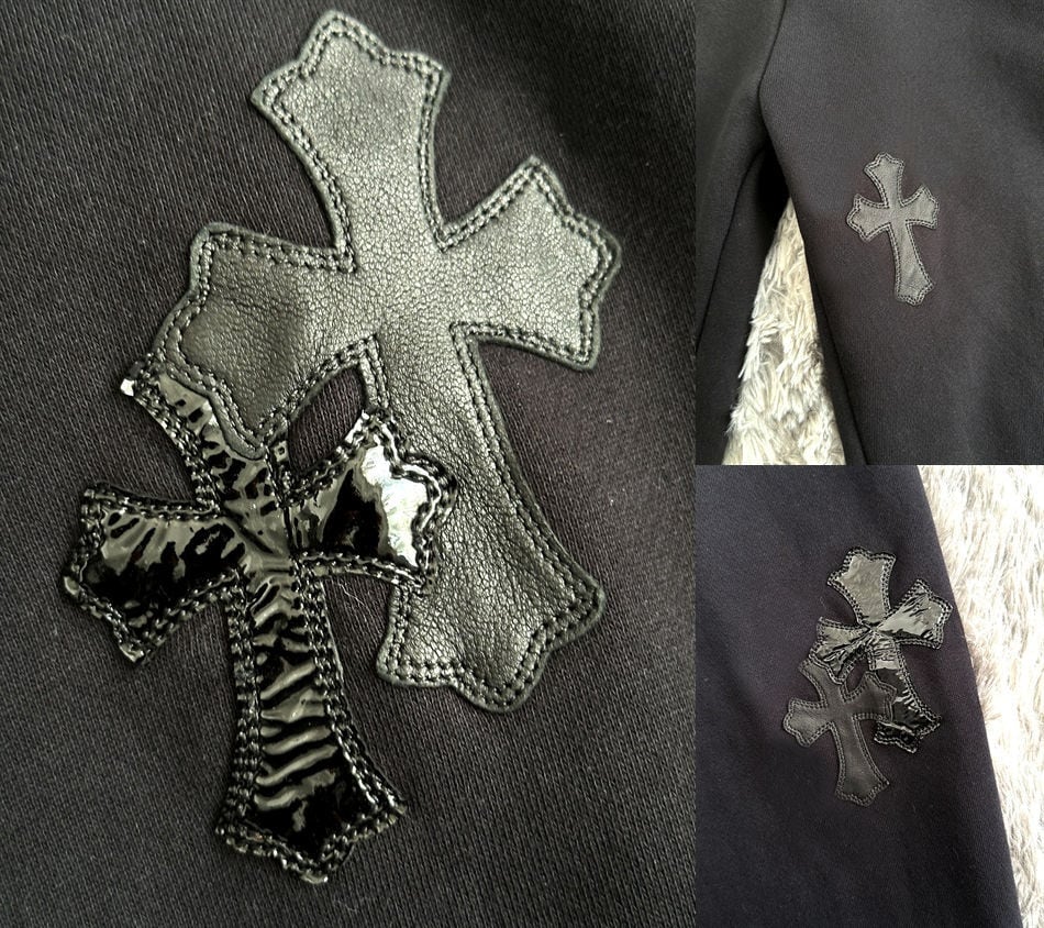 CHROME HEARTS クロムハーツ Y NOT レザー クロスパッチ スウェット