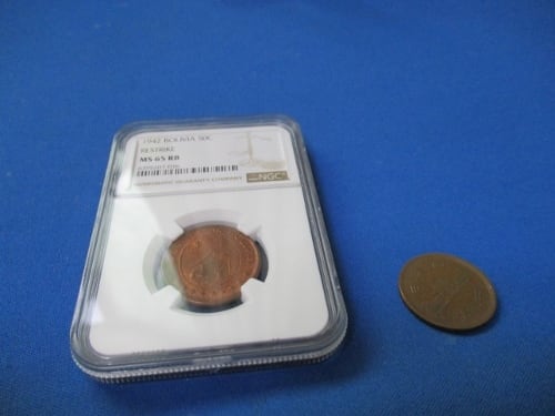 ボリビア 50センタボ硬貨☆1942年／リストライク／未使用