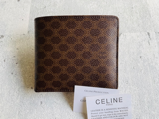 CELINE マカダム柄 折財布 ブラウン系