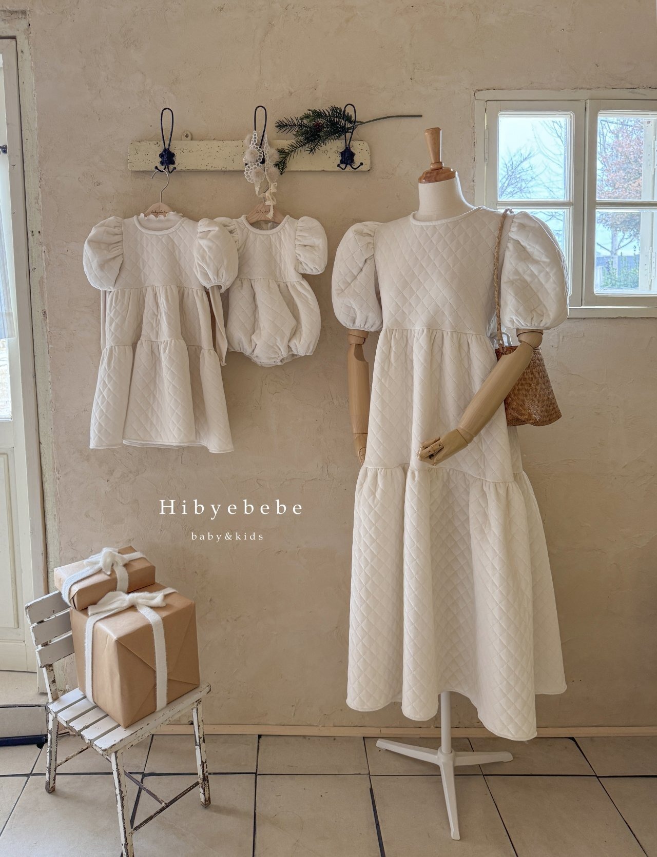 即納)90-120 | Brilly Quilted Velvet One Piece | HIBYEBEBE - 9