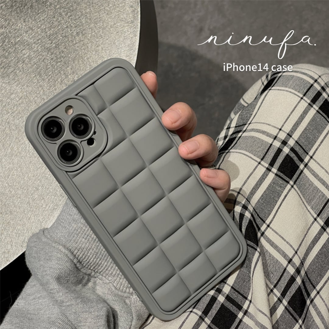 【再販】タイル柄が大人っぽ◎新型 iphone14 対応 シンプル 定番 格子柄 カメラレンズ保護 おしゃれ スマホケース ND-14739