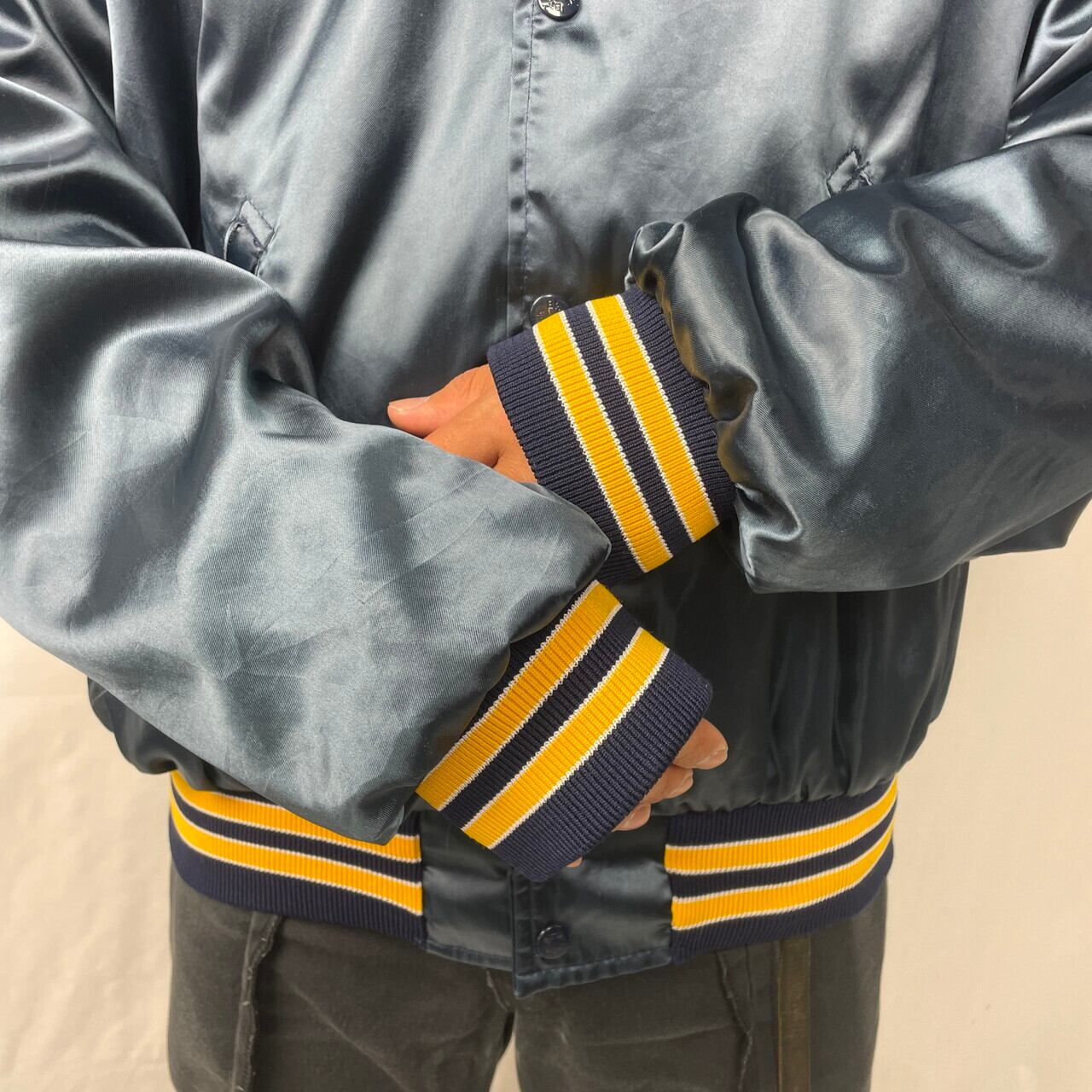90年代 USA製 Birdie バックプリント ナイロンサテンスタジャン メンズ
