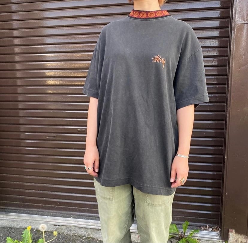 80s old stussy 総柄ポケットTシャツ 花柄