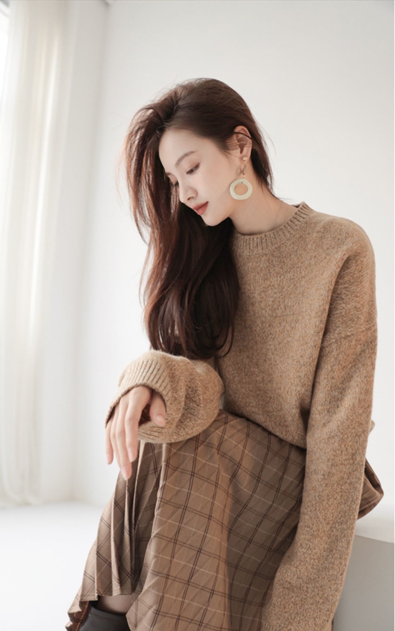 セットアップ レディース 2点セット トップス ボトムス 長袖 ラウンド