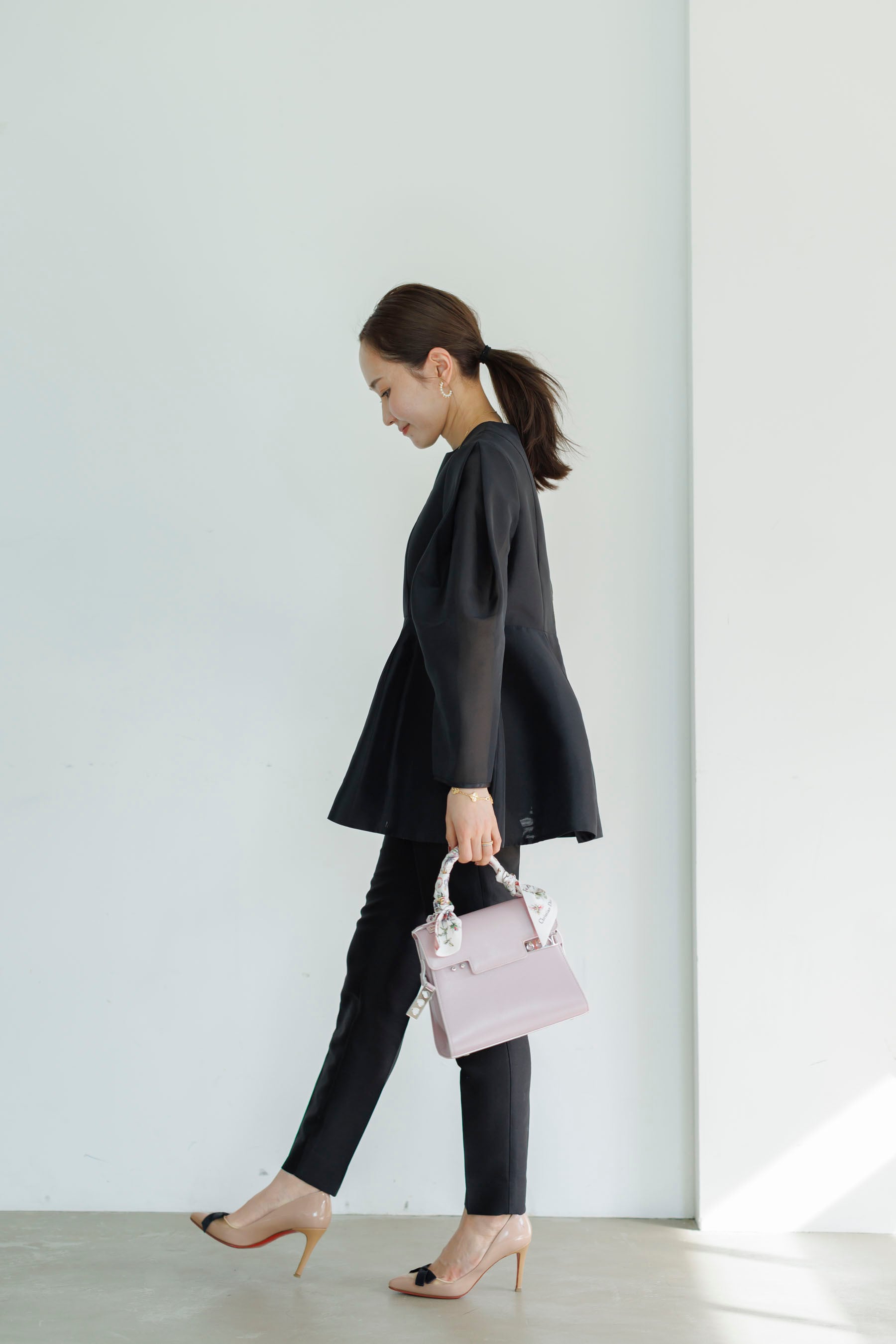 BLUELEA ブルレア Silk wool grosgrain pants