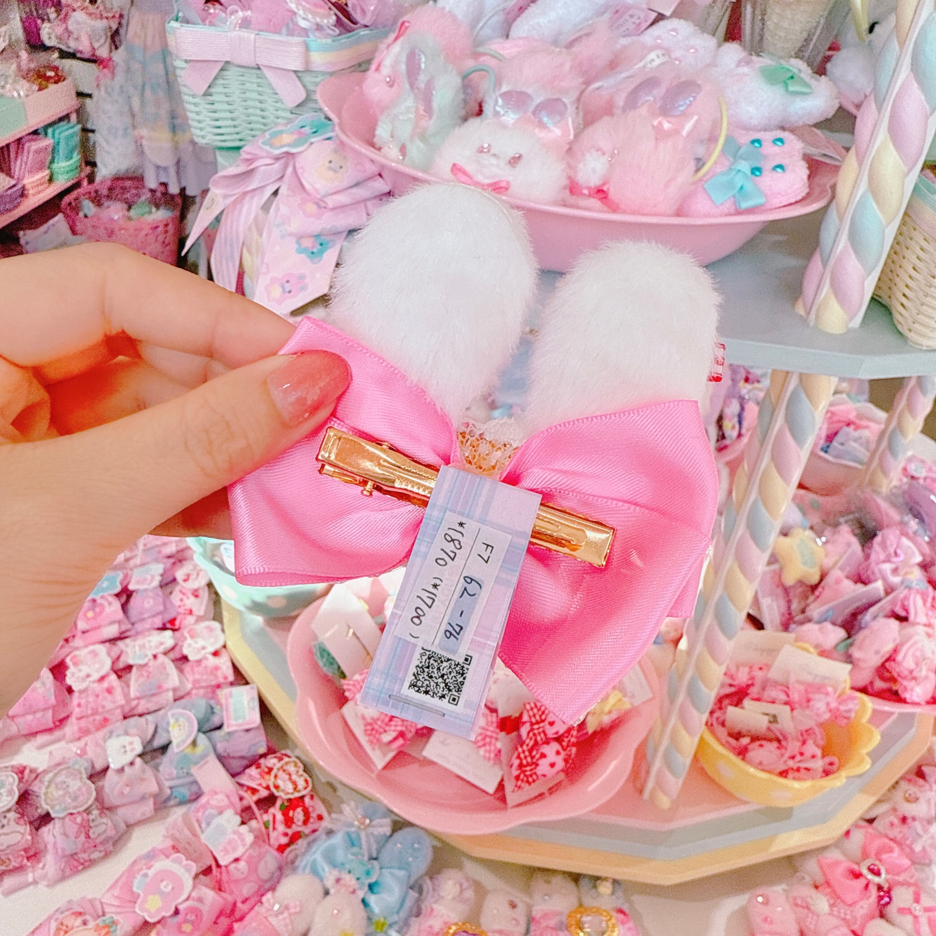 【F7】62-76うさ耳リボンヘアクリップ