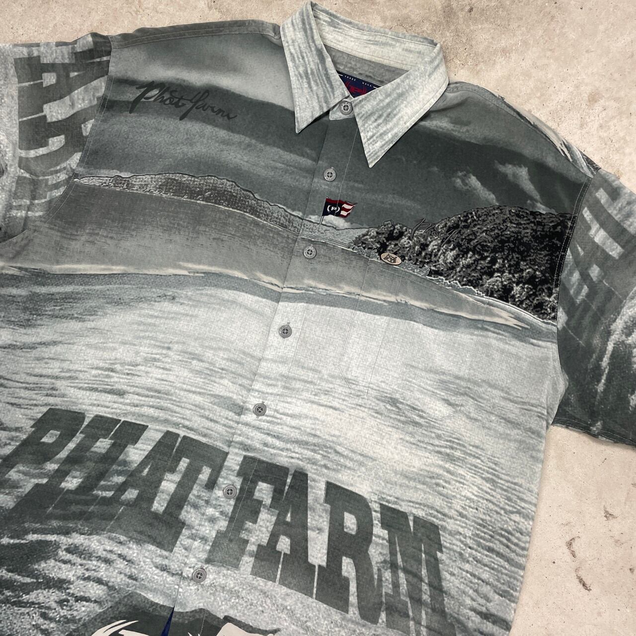 90~年代 PHAT FARM ファットファーム オーバープリント 半袖シャツ 