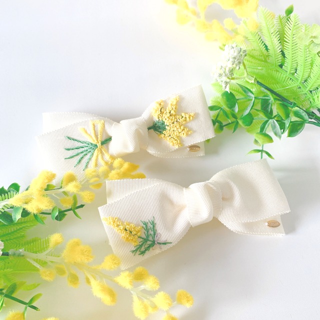 ミモザの小さな花束 | SUNNY RIBBON フランス刺繍×リボンアクセサリー