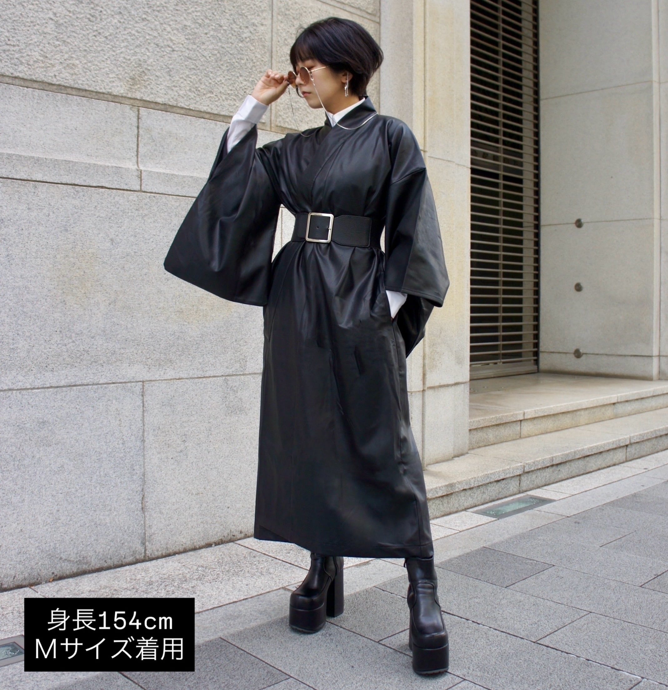 misamaru フェイクレザー着物 ブラック Mサイズ フェイクレザー着物 ブラック | MISAMARU