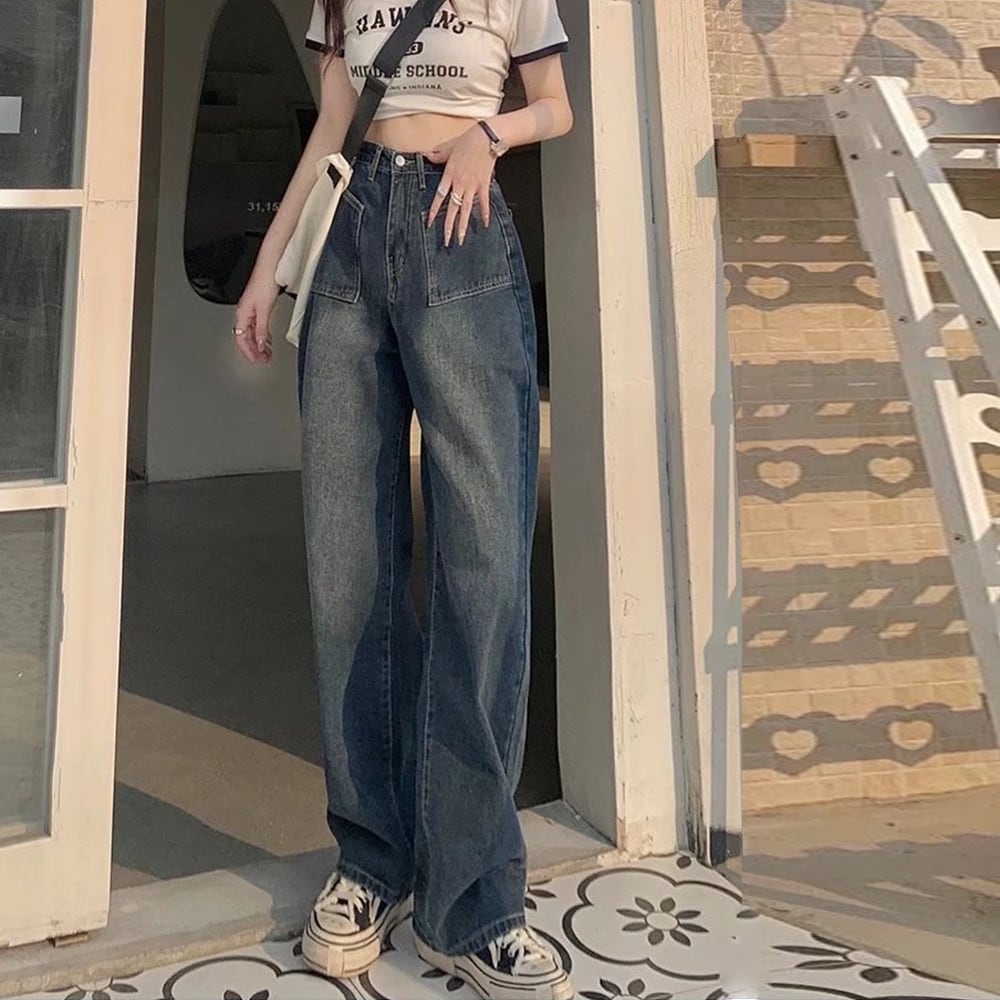 ハイウエスト ワイド ジーンズ レディース デニム パンツ レトロ 大人 きれいめ かわいい おしゃれ カジュアル ストリート 大人可愛い 大人女子