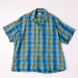【逸品】60s special Vintage ombre check shirt green special condition made in USA about 17H / 60年代 スペシャル ヴィンテージ オンブレ チェック コットン シャツ 実寸サイズ17H 実寸XL アメリカ製 グリーン 極上生地 ミントコンディション