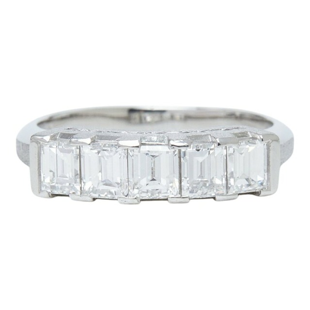Pt900 プラチナ ダイヤモンド ダイヤ1.14ct 一文字リング リング 指輪 レディース 9.5号 【中古】