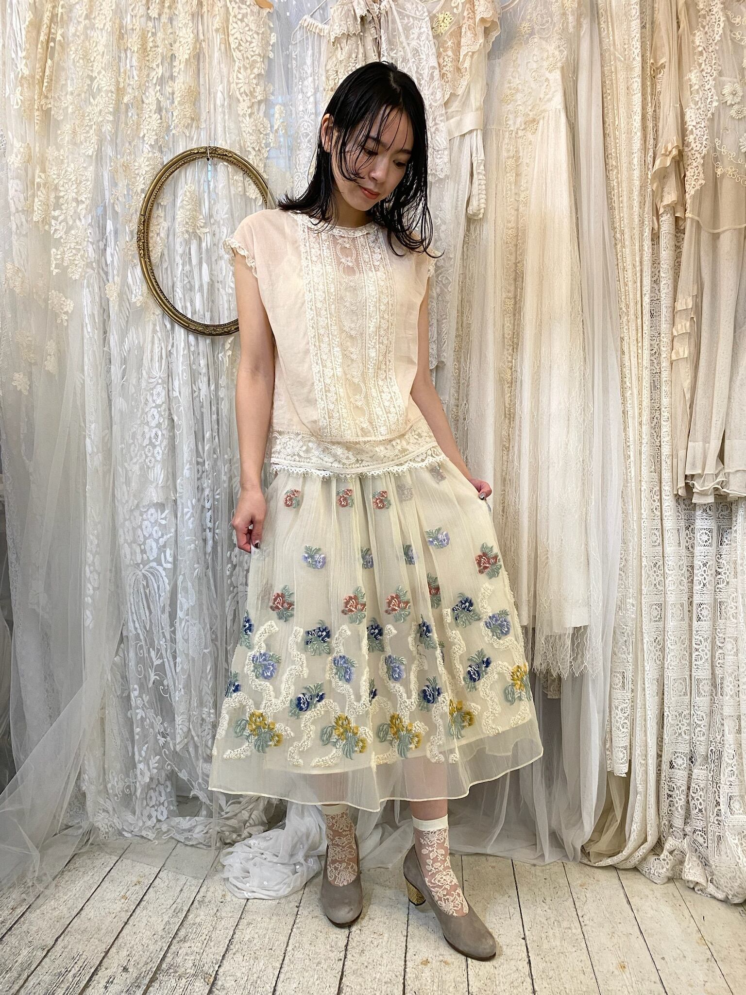 Skirt of flower garden pattern Jacquard | Rijoui