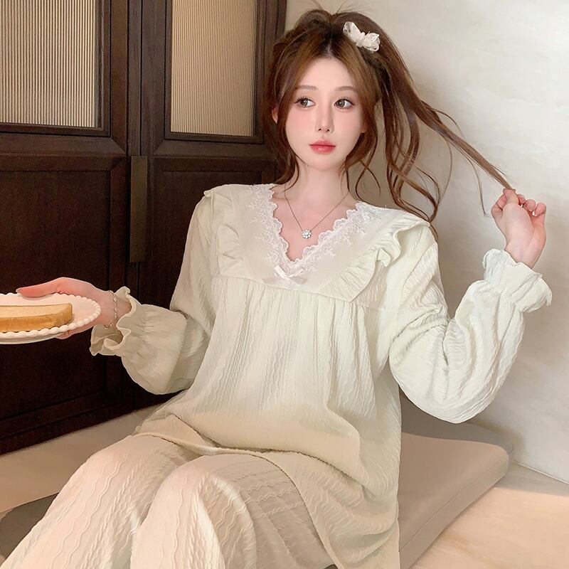 フリル リボン パジャマ ルームウェア ナイティ 部屋着 寝巻き ナイト