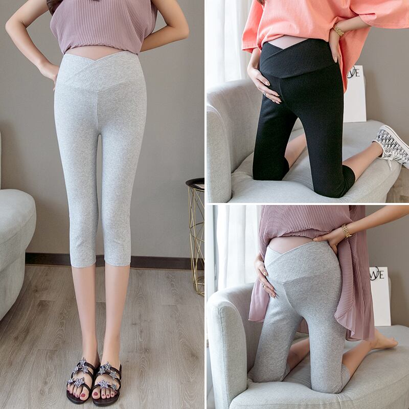 【新作】【送料無料】 マタニティパンツサマーパンツルーズコットム快適スキニーベリーサポートパンツ伸縮性ウエストマタニティパンツ エラスティック 夏物 AL expec357836604394