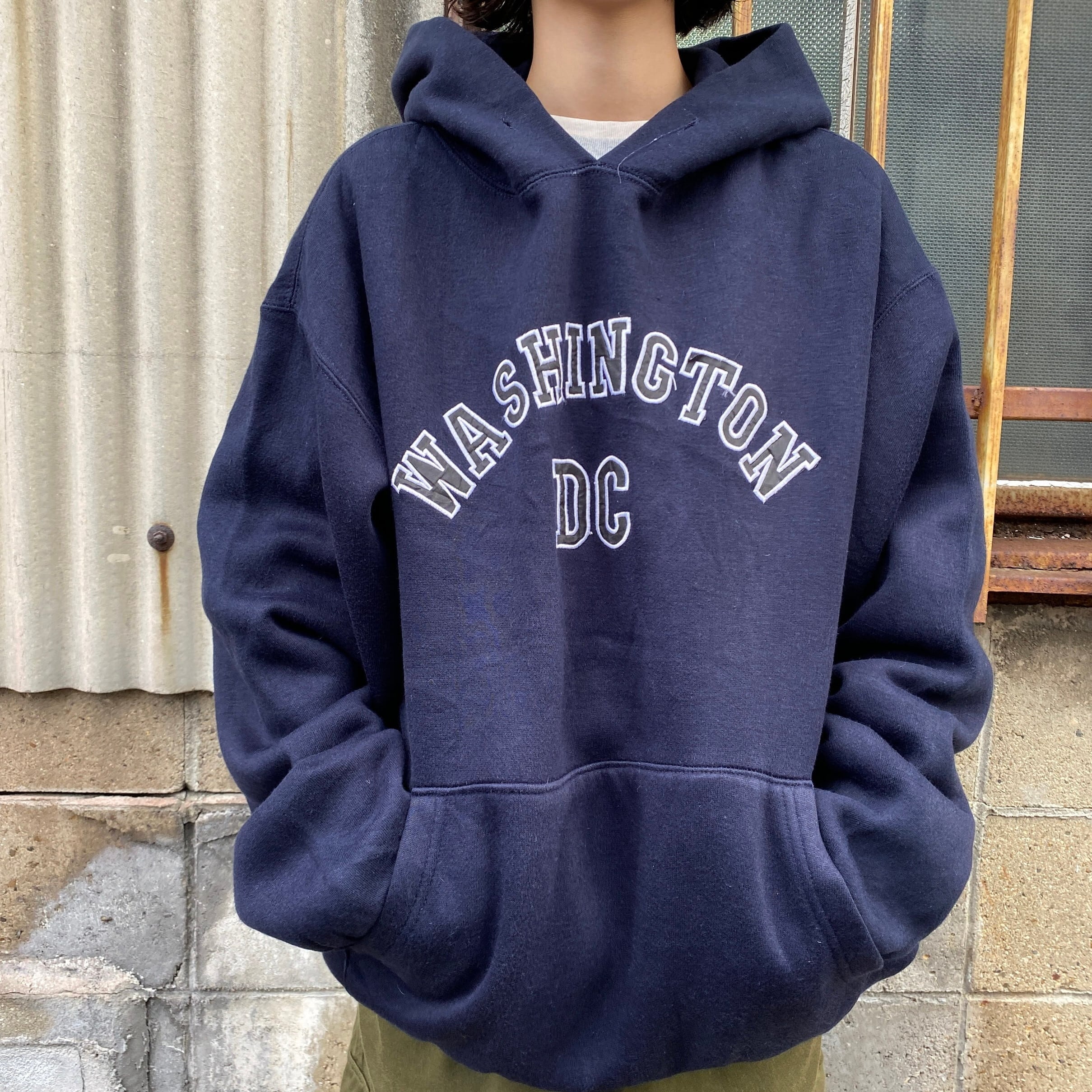 N T Washington Dc ワッペン スウェット プルオーバーパーカー メンズxl 古着 スウェットパーカー フーディー ネイビー 紺 パーカー Cs2212 15a Cave 古着屋 公式 古着通販サイト