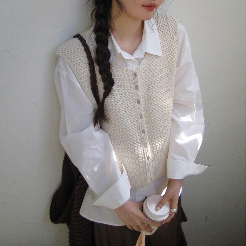 button-front knit vest　J00462