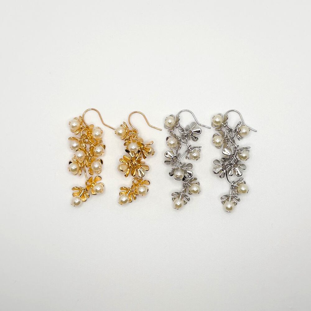 フラワーブーケパールピアス