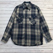 70s USA製【Wool rich】size：L　ウール　チェックシャツ　長袖　古着