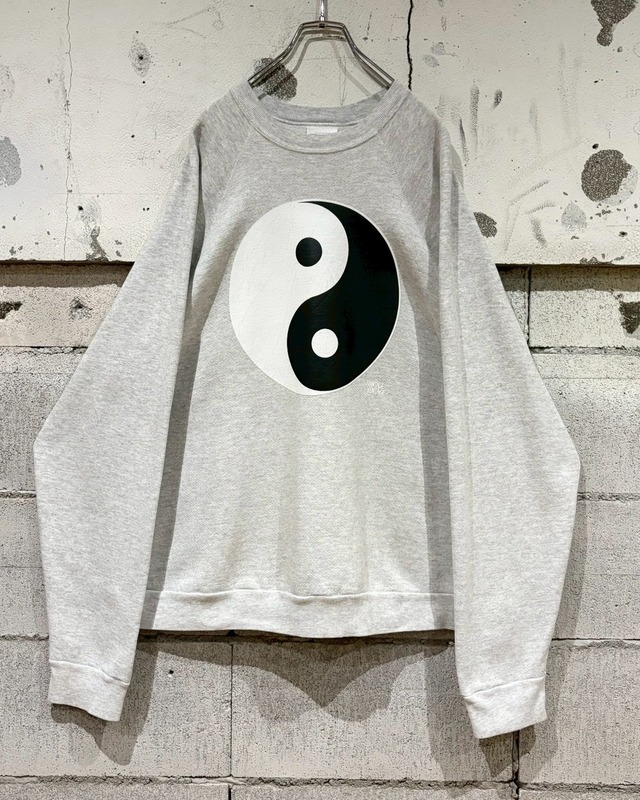 【Caka otto】90’s Yin & Yang Rubber Print Design Vintage Loose Sweatshirt
