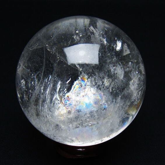 水晶 丸玉 虹入り 56mm スフィア 置物 水晶玉 一点物 151-8790