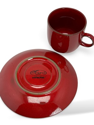 ヴィンテージ雑貨 メリタ（Melitta）セラクロン カップ＆ソーサー ペアセット（レッド）
