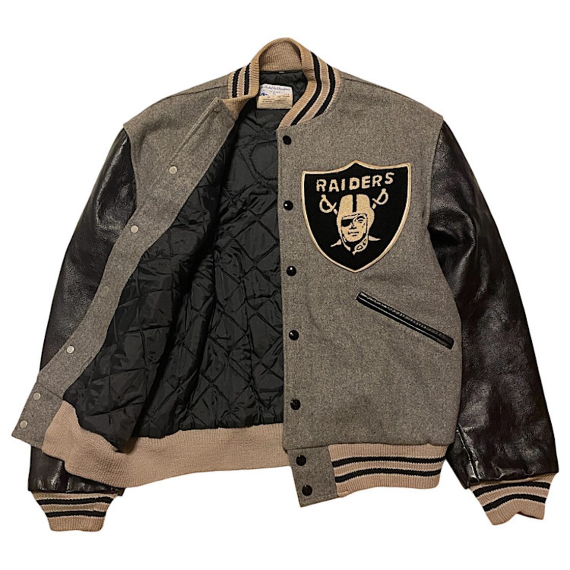 70s BUTWIN RAIDERS NFL ビンテージ レイダース 袖革レザースタジャン 