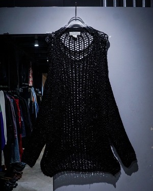 【add (C) vintage】Black Color Vintage Loose Mesh Pullover