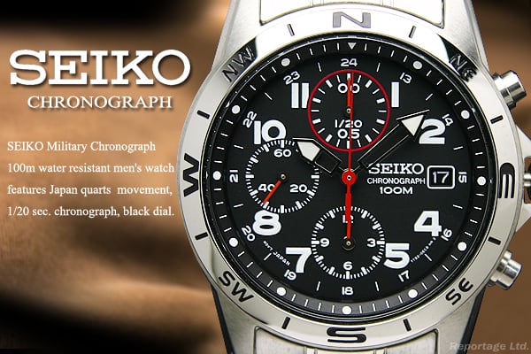 海外限定逆輸入モデル【SEIKO】セイコー 1/20秒高速ミリタリークロノ