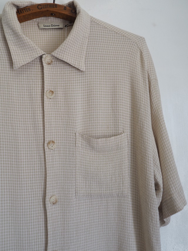 ~2000’s Linen × Rayon Plaid Open Collar Shirt