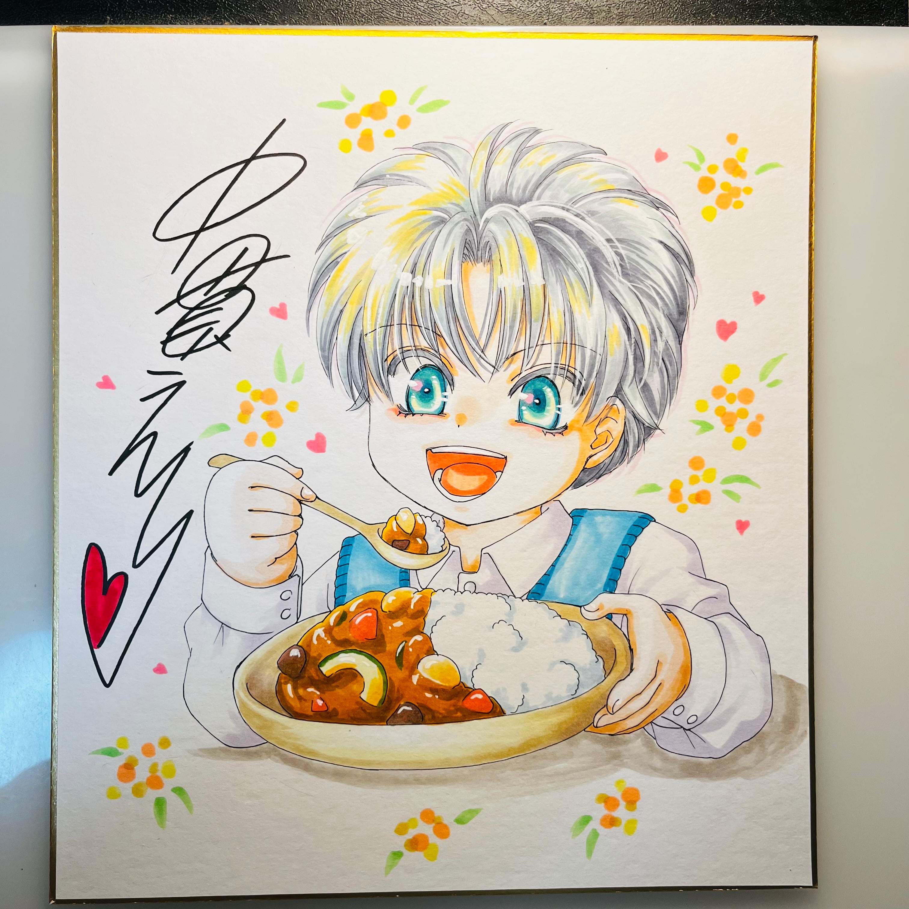 直筆イラスト色紙 一郎（カレーライス） | 中貫えりSHOP