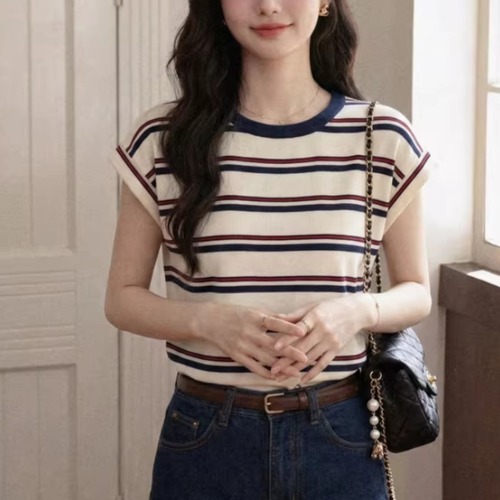 マルチボーダードロップショルダーカットソー ・76089