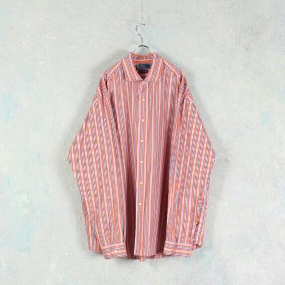 Polo by Ralph Lauren オレンジ×ブルー ストライプシャツ【FF-3638】 | cv