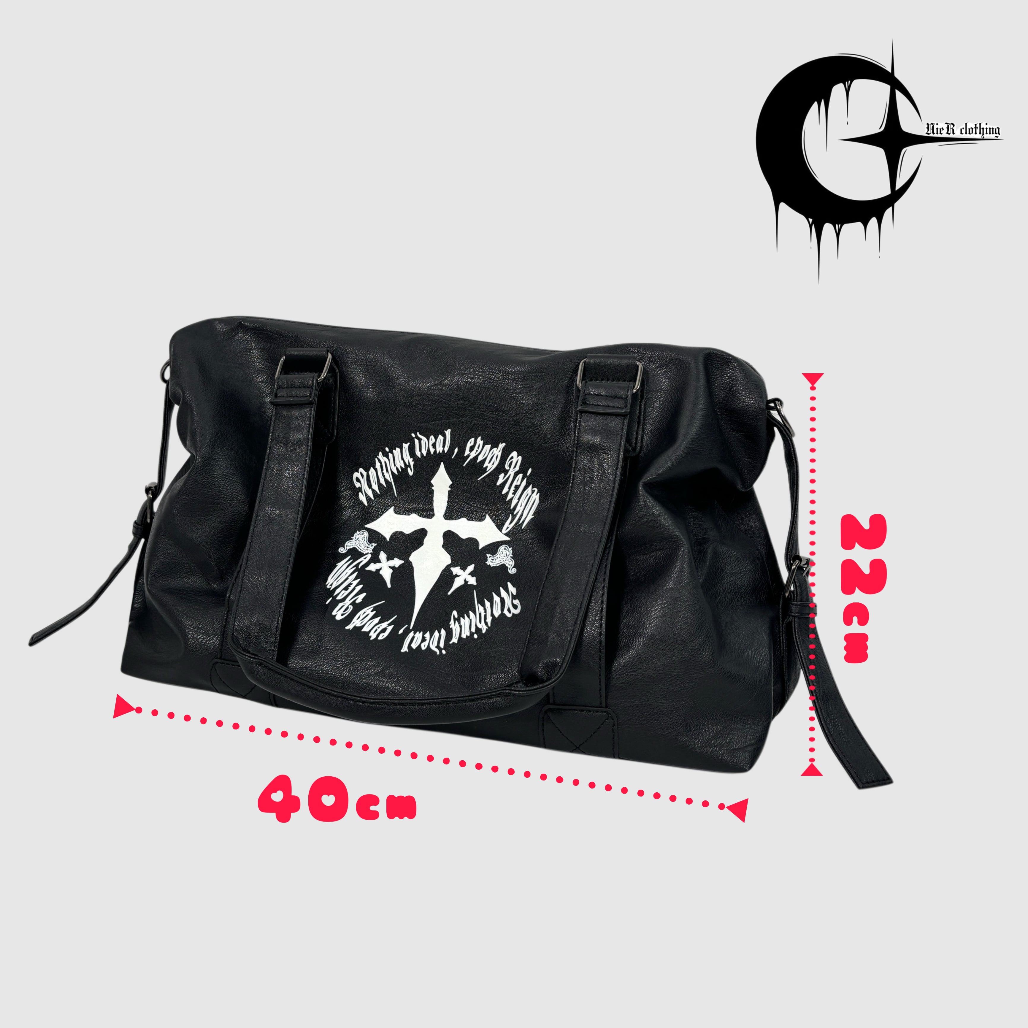 2WAY BLACK BOSTON BAG【CROSS PRINT】 | NIER CLOTHING