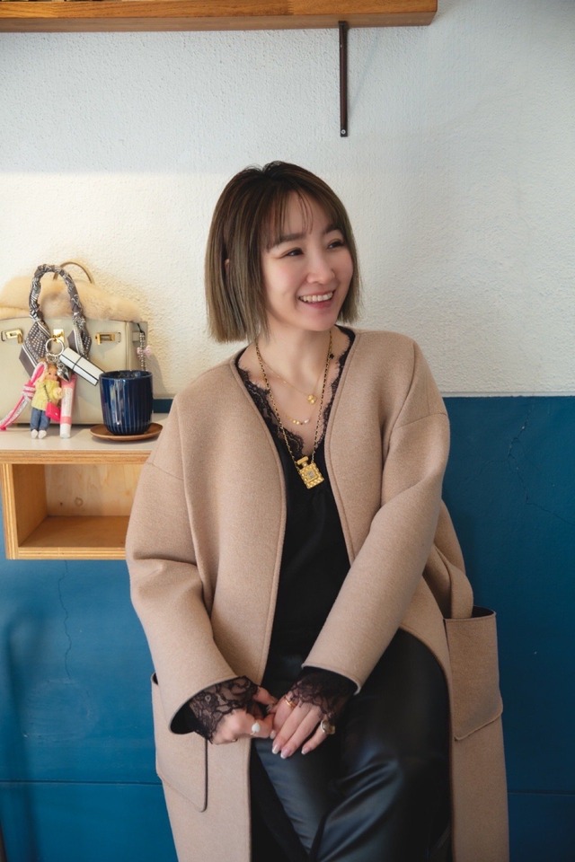 (original)neo coat (ベージュ×ブラック)