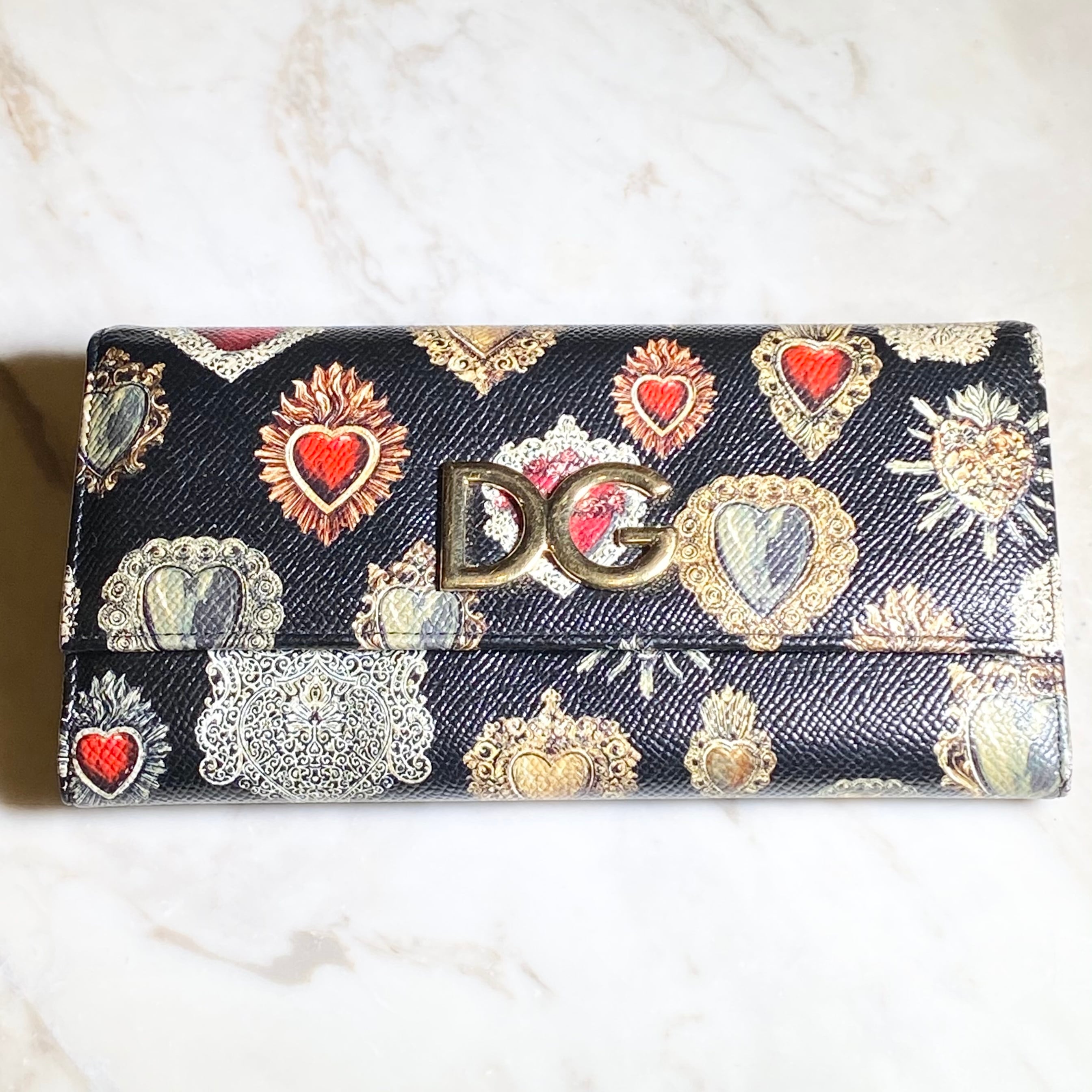 DOLCE&GABBANA heart motif print long wallet | NOIR ONLINE