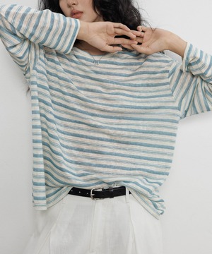 ストライプ◆テンセルTシャツ【t-10591】