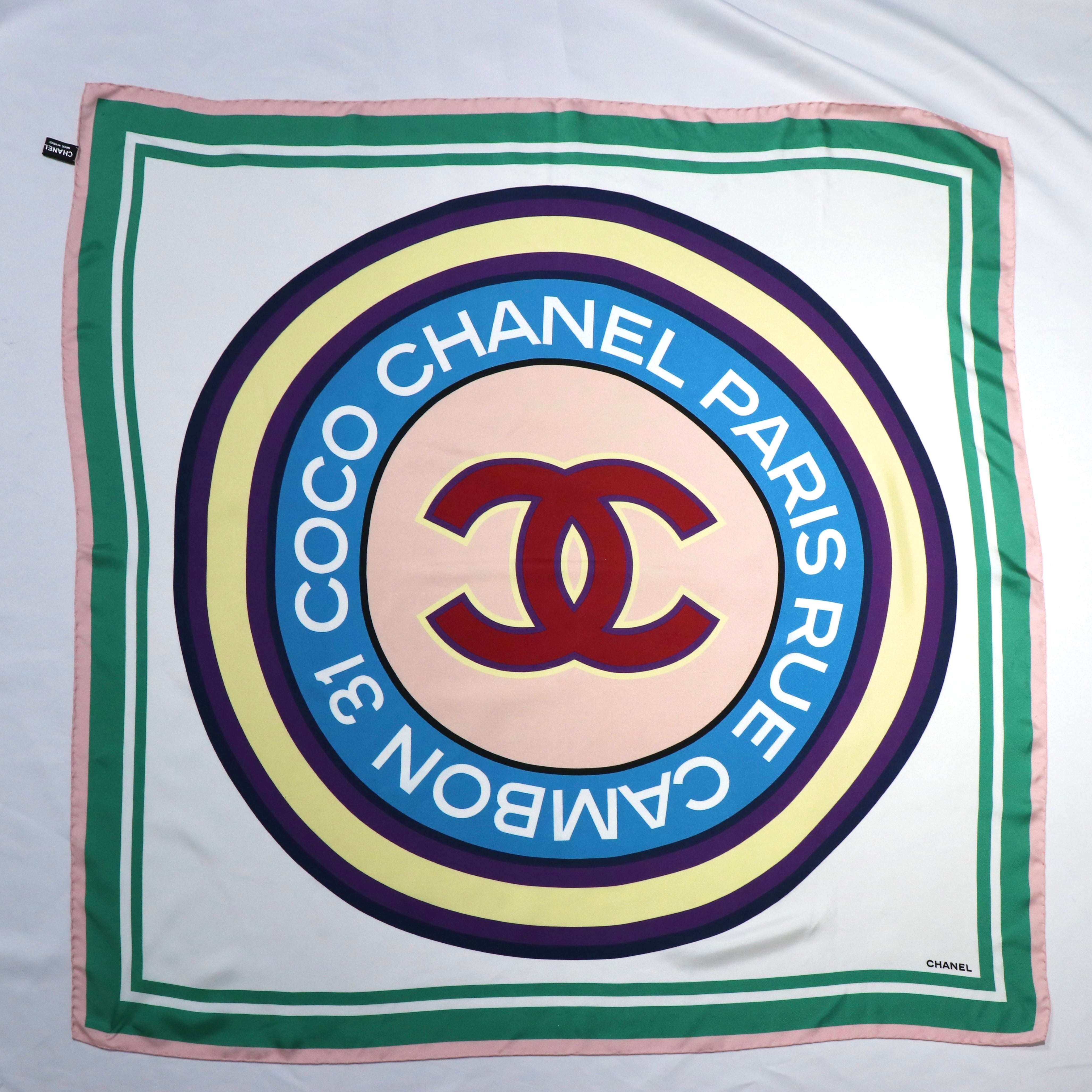 CHANEL 31RUE CAMBON スカーフ シルク ホワイトピンクマルチカラー シャネル