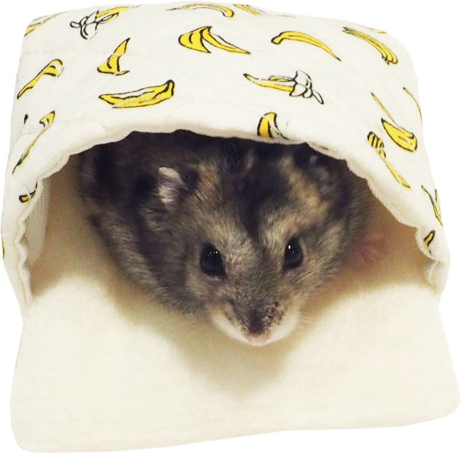 【小動物】 ジャンガリアンのプチ寝ぶくろバナナ ピンク/ホワイト