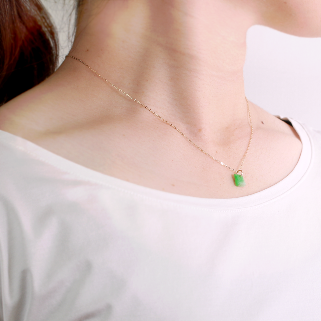 翡翠を自由気ままに日頃使い！ K10YG Kakeraネックレス A貨翡翠 jd_ne1157