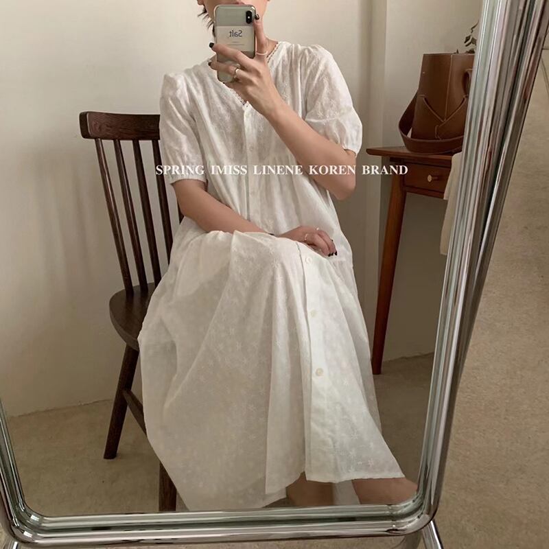 ドレス ロングスカート サマー薄手 レッド 夏物 ビッグFスモールZ韓国97735819837