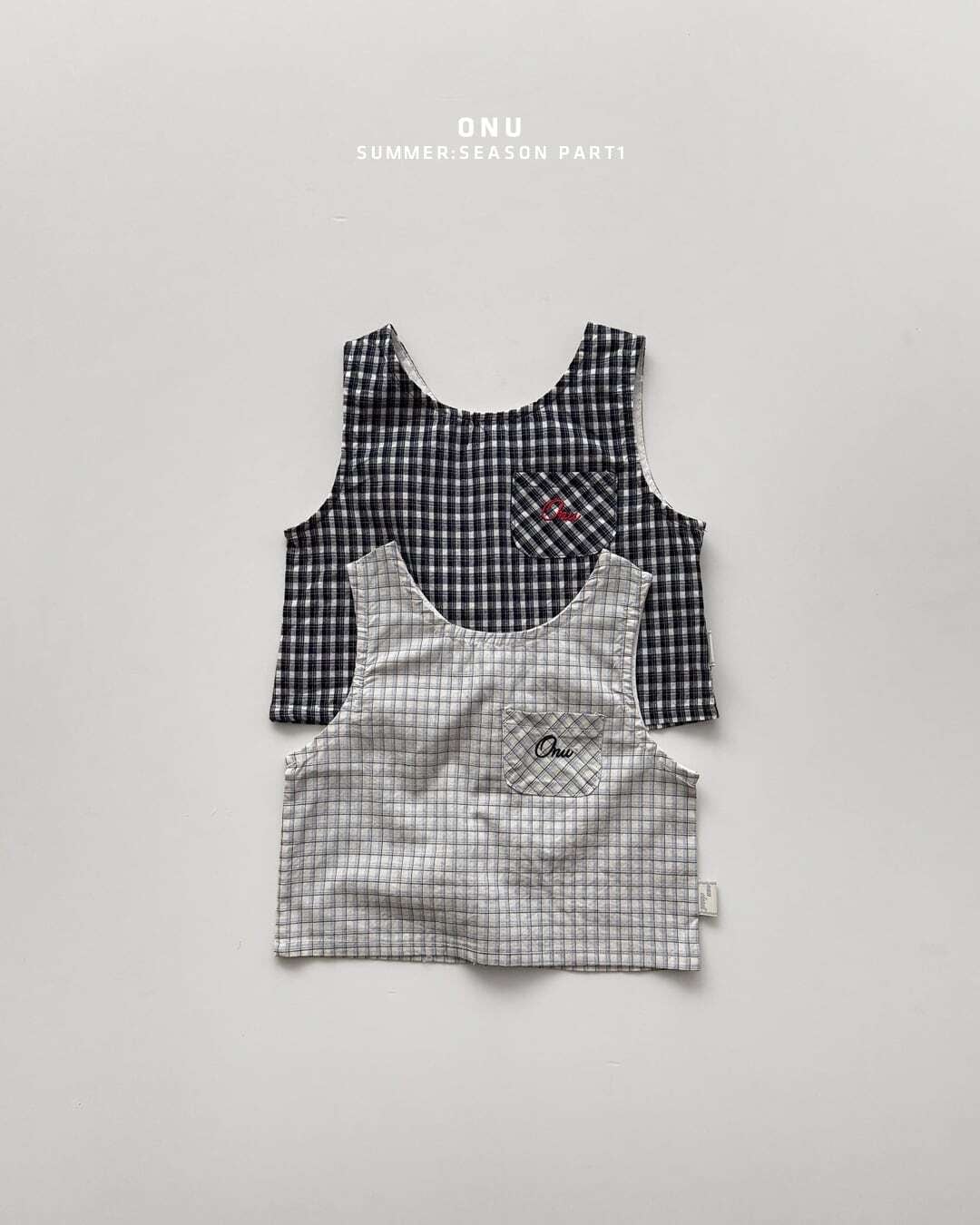 【予約】onu Check sleeveless blanc