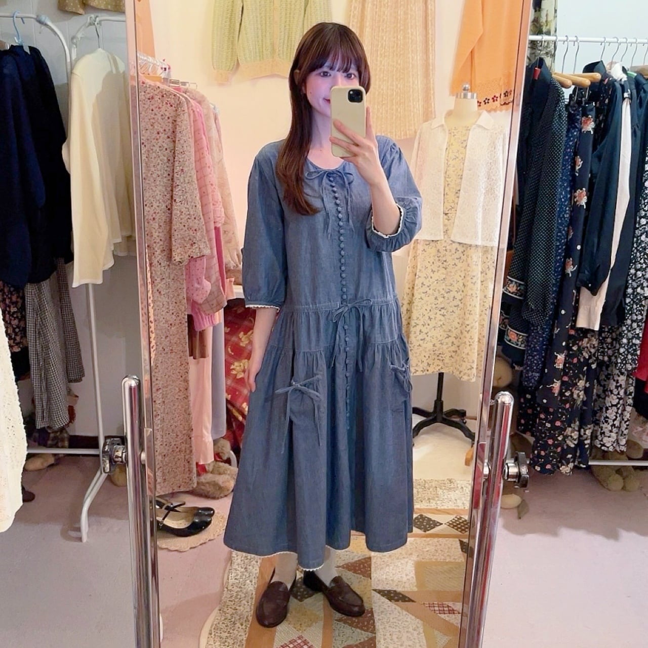 PINKHOUSE / dungaree ribbon gather one-piece