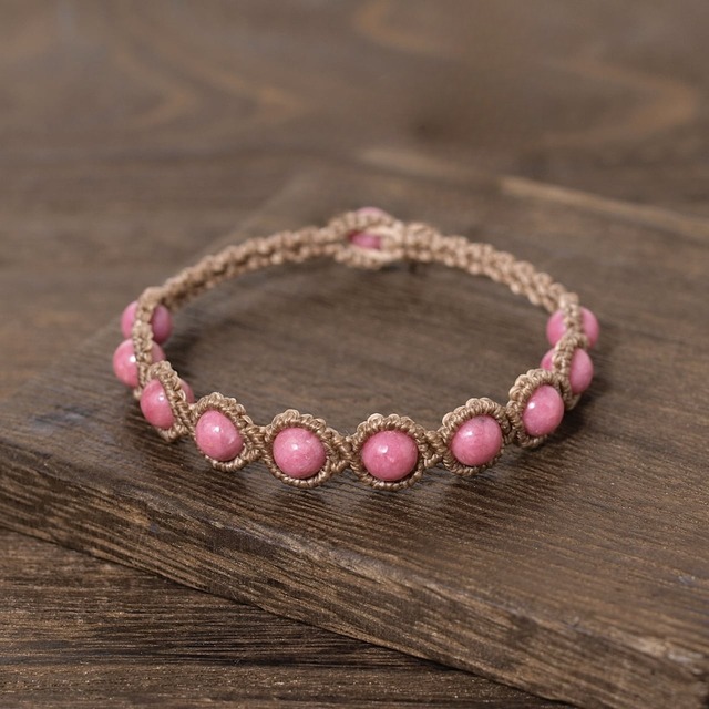 【限定】ロードナイト６ミリ玉を連ねたマクラメブレスレット