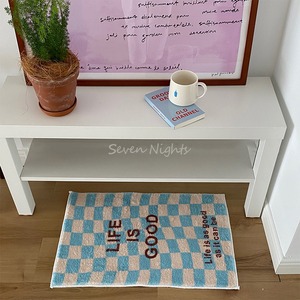 【CARPET】英字柄チェック柄カーペット