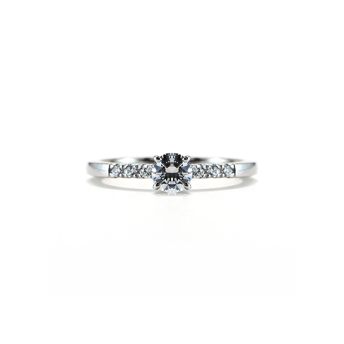 【K18ゴールド プラチナ エンゲージリング 婚約指輪】K18 Pt950 天然ダイヤモンド モアサナイト 婚約指輪 エンゲージリング シリーズ003