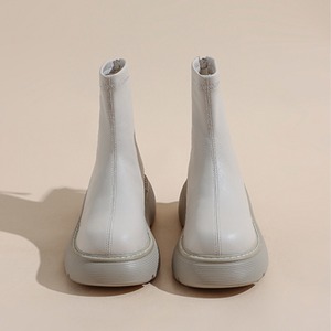 back zip leather ankle boots　J00250