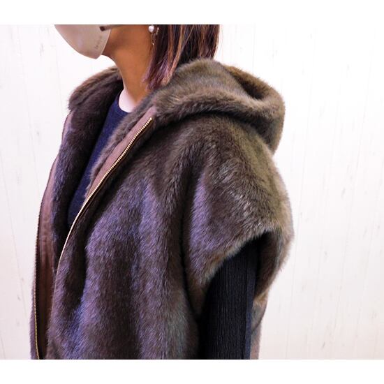 ee460 PASSIONE フェイクファーフードベスト536403 | lmnstore